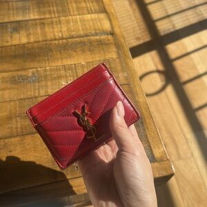 YSL Red Leather Card Holder